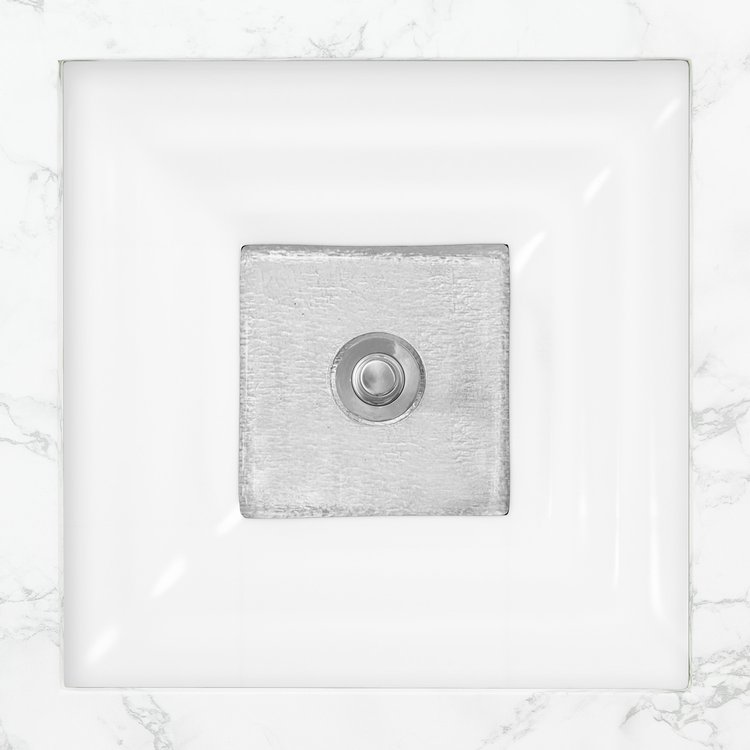 Linkasink AG03E-01SLV WINDOW Medium Square - White Glass with Silver accent