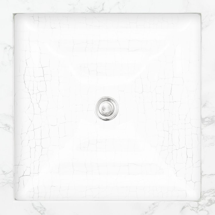 Linkasink AG06E CRACKLE Medium Square - White/Clear Glass