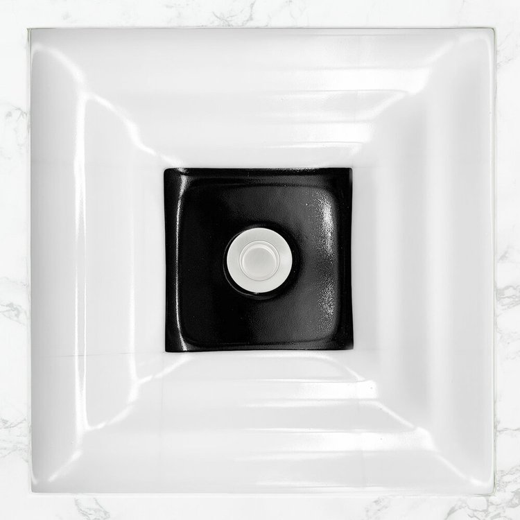 Linkasink AG08E WINDOW Medium Square - White Glass with Black Window