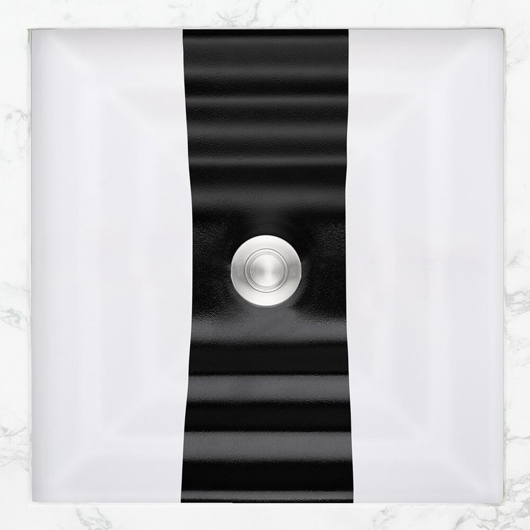 Linkasink AG12E RIBBON Medium Square - White Glass with Black accent