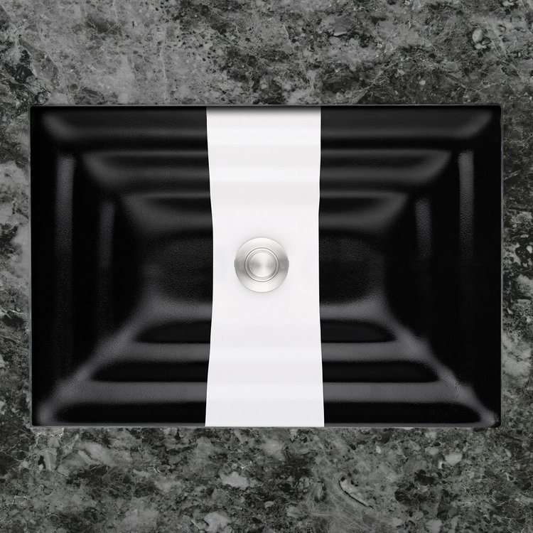 Linkasink AG13A RIBBON Small Rectangular - Black Glass with White accent