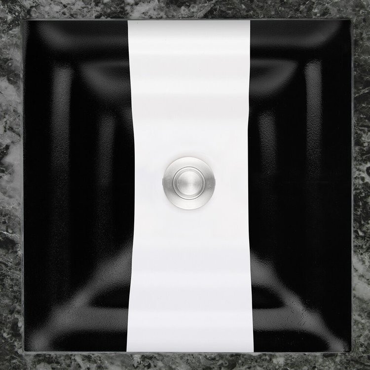 Linkasink AG13E RIBBON Medium Square - Black Glass with White accent