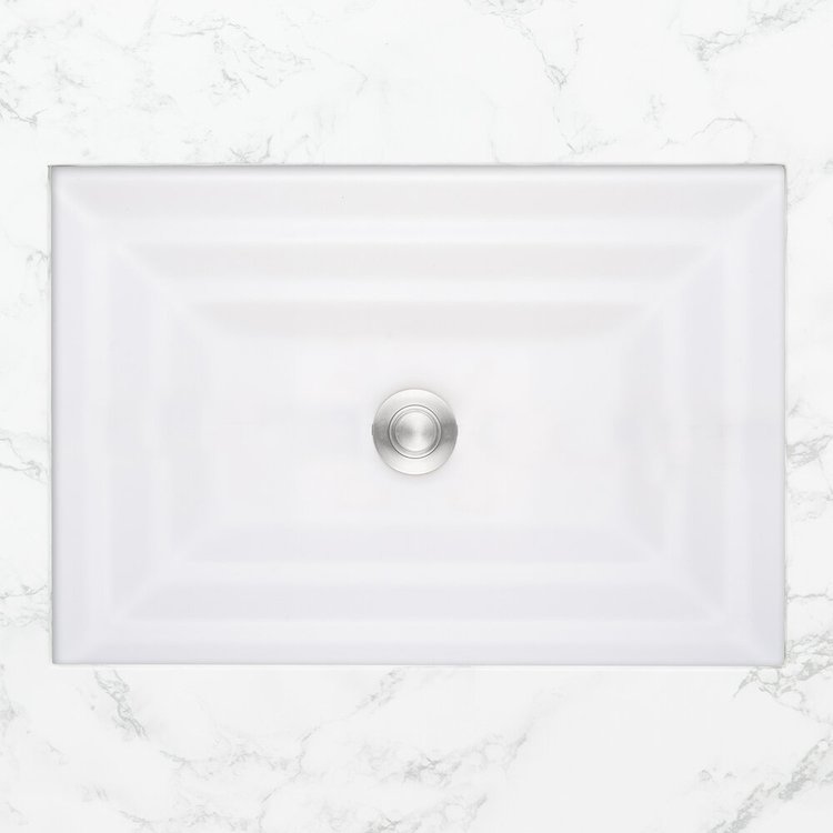 Linkasink AG14A-01 SOLID Small Rectangular - White Glass