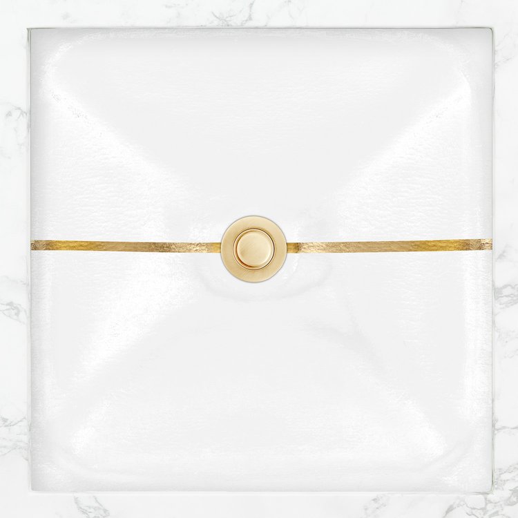 Linkasink AG15E-01BRS DUNE Stripe Medium Square - White with Brass Stripe