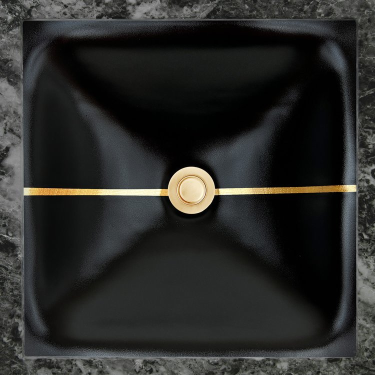 Linkasink AG16E-04GLD DUNE River Medium Square - Black with Gold River