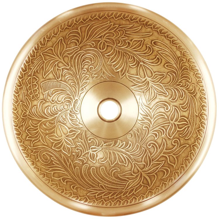 Linkasink B025 VB Small Round Botanical - Vintage Brass