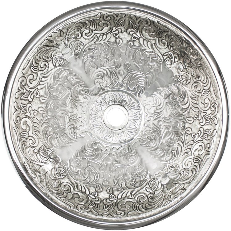 Linkasink B027 P Small Round Brocade - Polished White Bronze