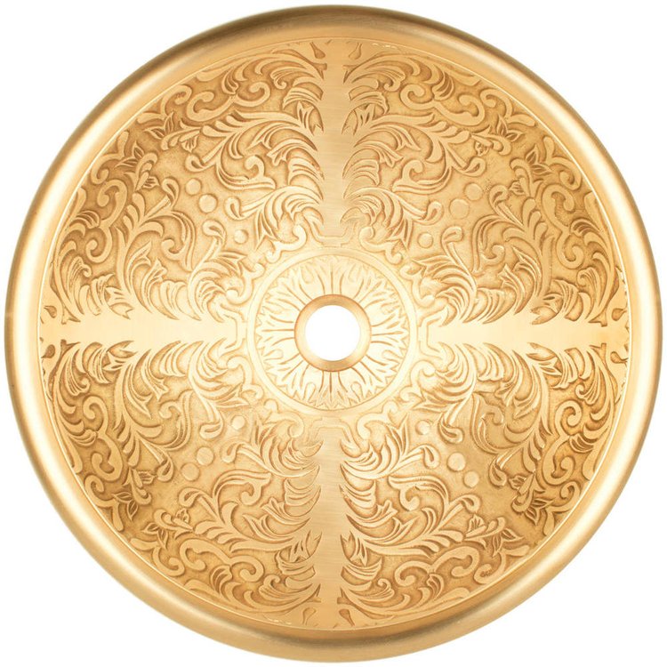 Linkasink B027 UB Small Round Brocade - Satin Unlacquered Brass