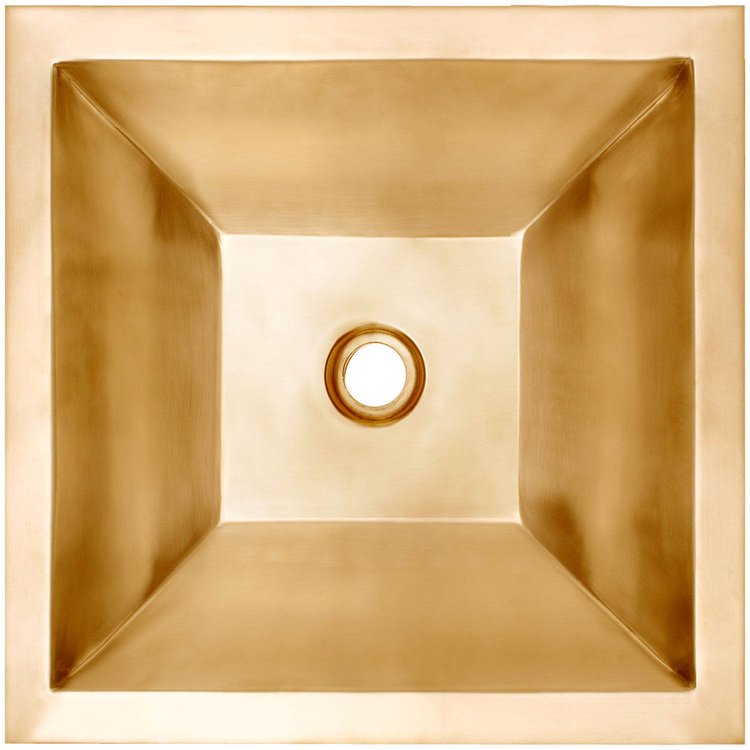 Linkasink BLD112-2 UB Coco Square Smooth Builder's Series - Satin Unlacquered Brass - Satin Unlacquered Brass