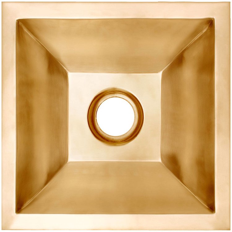 Linkasink BLD112-3.5 UB Coco Square Smooth Builder's Series - Satin Unlacquered Brass - Satin Unlacquered Brass