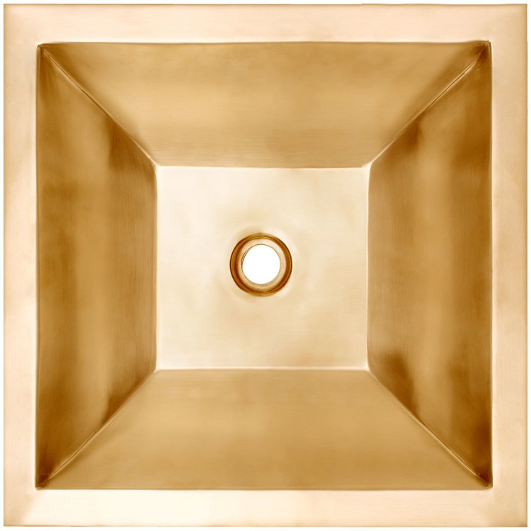 Linkasink BLD114 UB Coco Square Smooth Builder's Series - Satin Unlacquered Brass - Unlacquered Brass