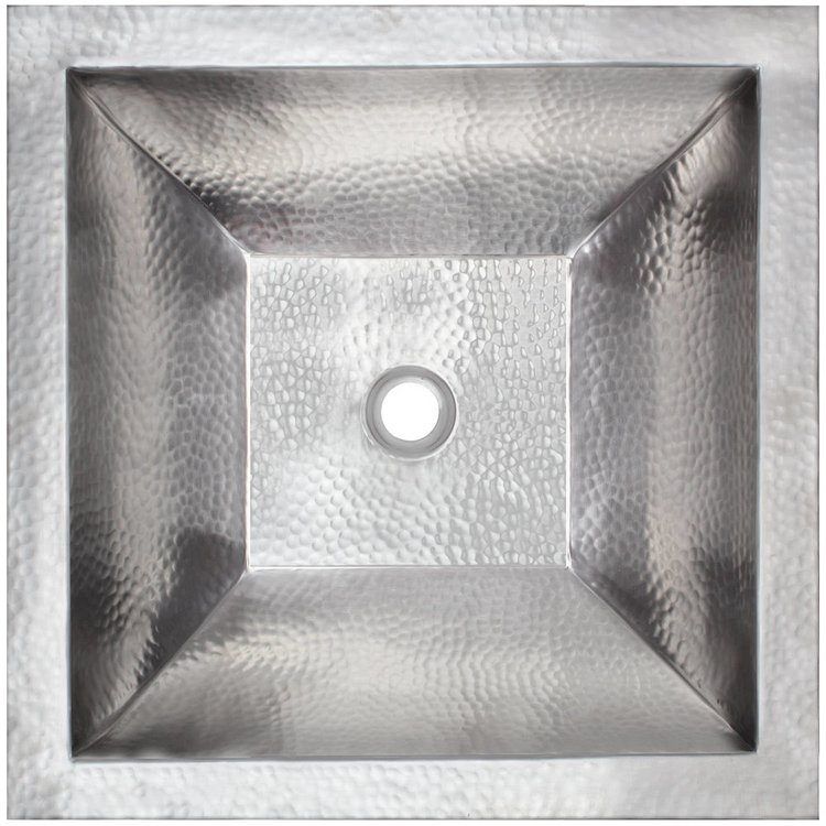 Linkasink BLD115 SS Coco Square Hammered Builder's Series - Satin Stainless Steel - Stainless Steel