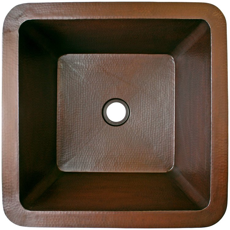 Linkasink C005-2 DB Hammered Small Square with 2" drain opening - Dark Bronze