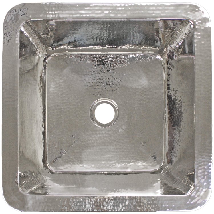 Linkasink C005-2 PN Hammered Small Square with 2" drain opening - Polished Nickel