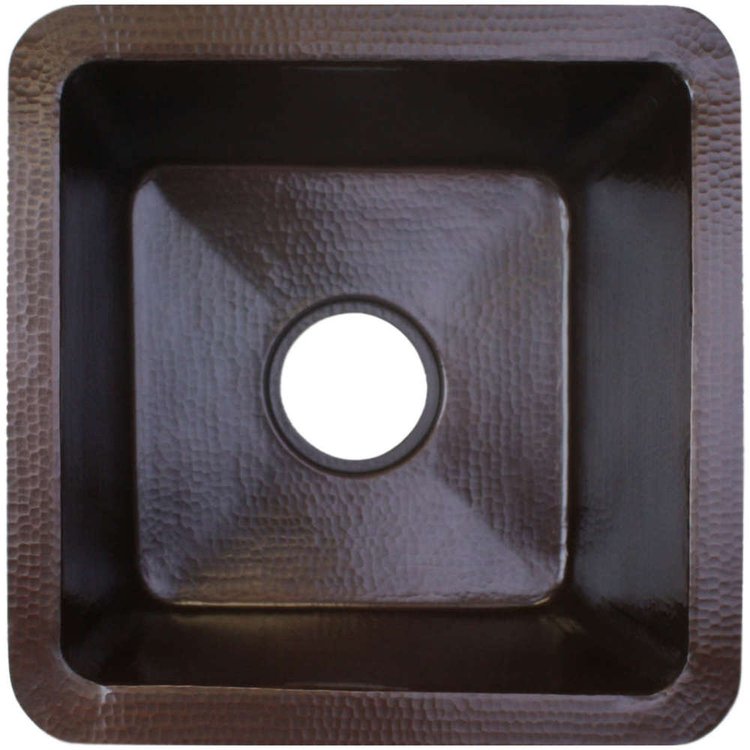 Linkasink C006 DB Hammered Small Square with 3.5" drain opening - Dark Bronze