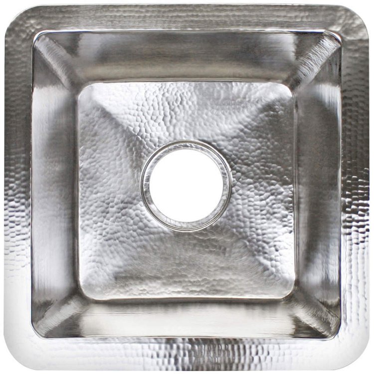 Linkasink C006 PN Hammered Small Square with 3.5" drain opening - Polished Nickel