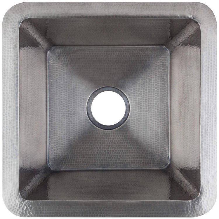 Linkasink C006 SN Hammered Small Square with 3.5" drain opening - Satin Nickel