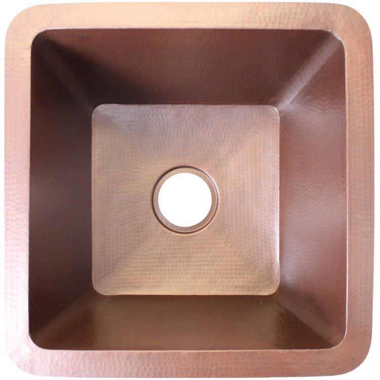 Linkasink C006 WC Hammered Small Square with 3.5" drain opening - Weathered Copper