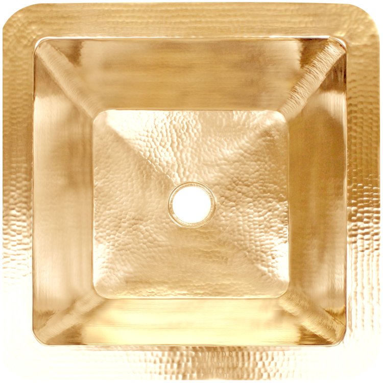 Linkasink C007-2 PB Hammered Large Square with 2" drain opening - Polished Unlacquered Brass