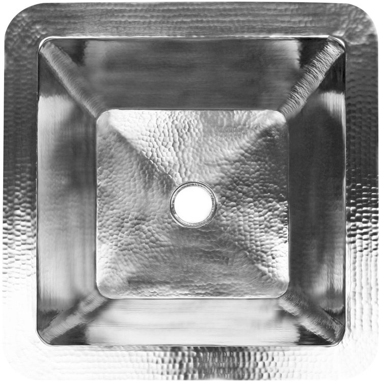 Linkasink C007-2 SS Hammered Large Square with 2" drain opening - Stainless Steel