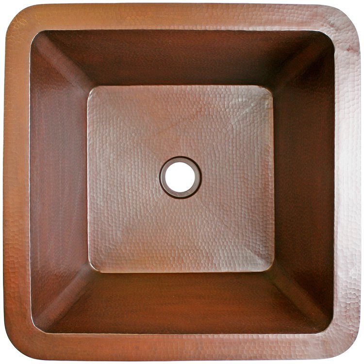 Linkasink C007-2 WC Hammered Large Square with 2" drain opening - Weathered Copper