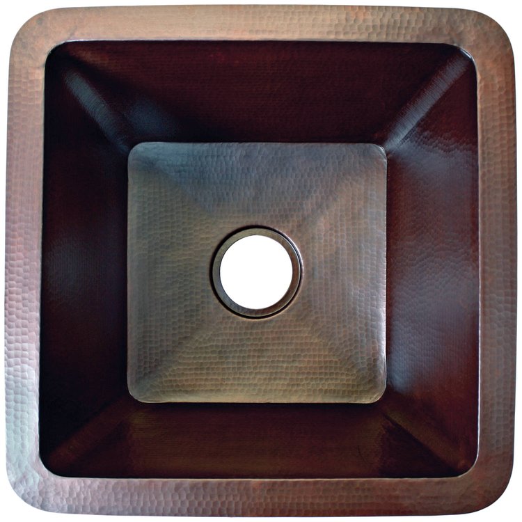 Linkasink C008 DB Hammered Large Square with 3.5" drain opening - Dark Bronze