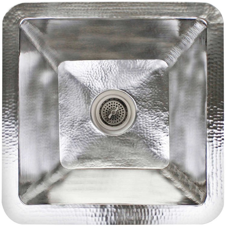 Linkasink C008 PN Hammered Large Square with 3.5" drain opening - Polished Nickel