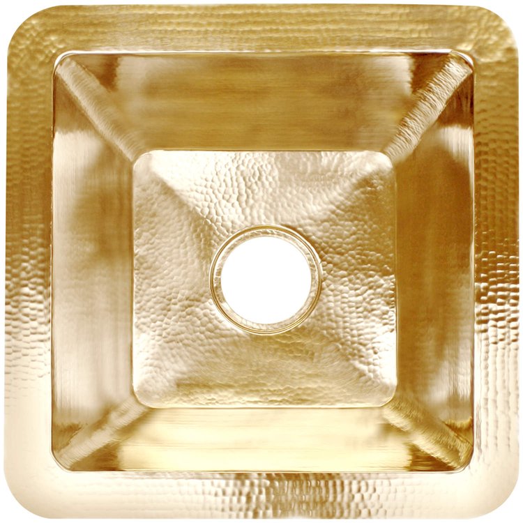 Linkasink C008 UB Hammered Large Square with 3.5" drain opening - Satin Unlacquered Brass