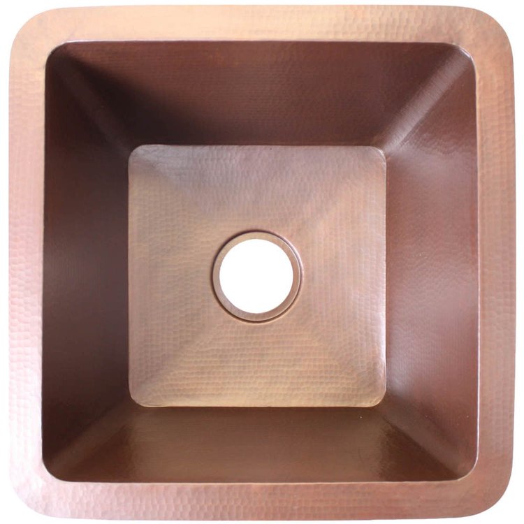 Linkasink C008 WC Hammered Large Square with 3.5" drain opening - Weathered Copper