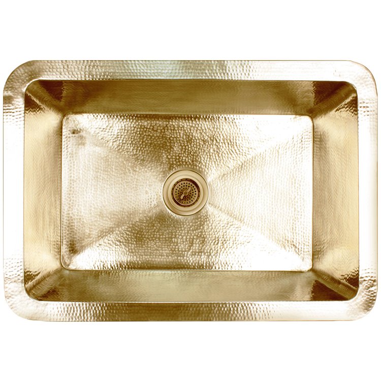 Linkasink C010 UB Hammered Kitchen - Single Bowl - Satin Unlacquered Brass