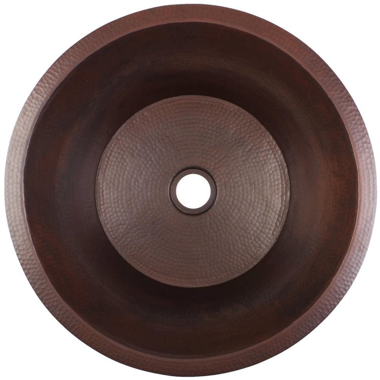 Linkasink C016 DB Hammered Small Round Flat Bottom Bar/Utility, 2" drain opening - Dark Bronze