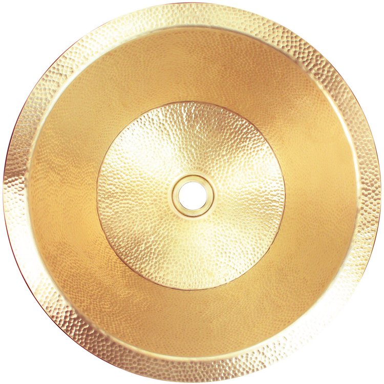 Linkasink C016 UB Hammered Small Round Flat Bottom Bar/Utility, 2" drain opening - Satin Unlacquered Brass