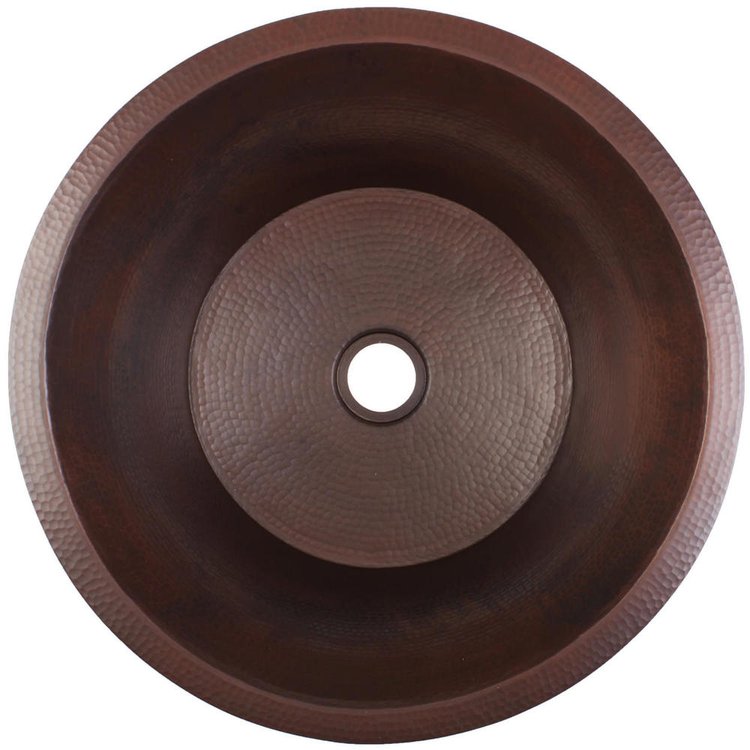 Linkasink C018 DB Hammered Large Round Flat Bottom Bar/Utility with 2" drain opening - Dark Bronze