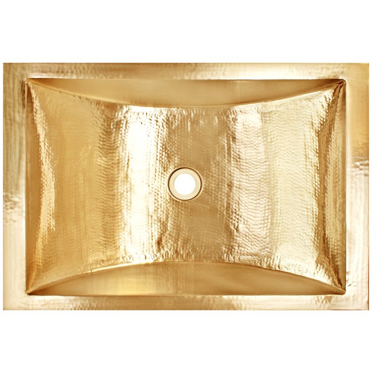 Linkasink C052 PB Hammered Rectangular Crescent - Polished Unlacquered Brass