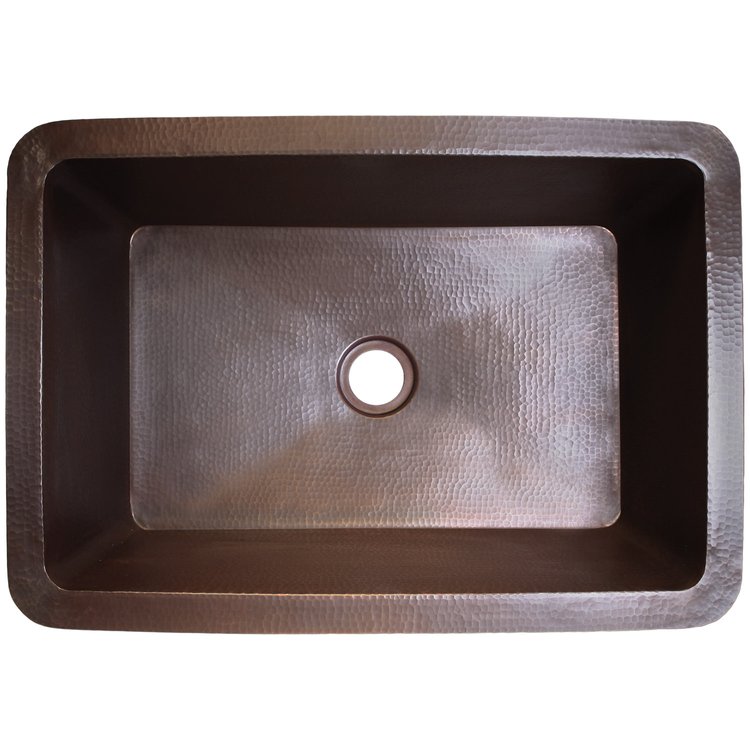 Linkasink C054-2 DB Hammered Rectangular Box Sink with 2" drain opening - Dark Bronze