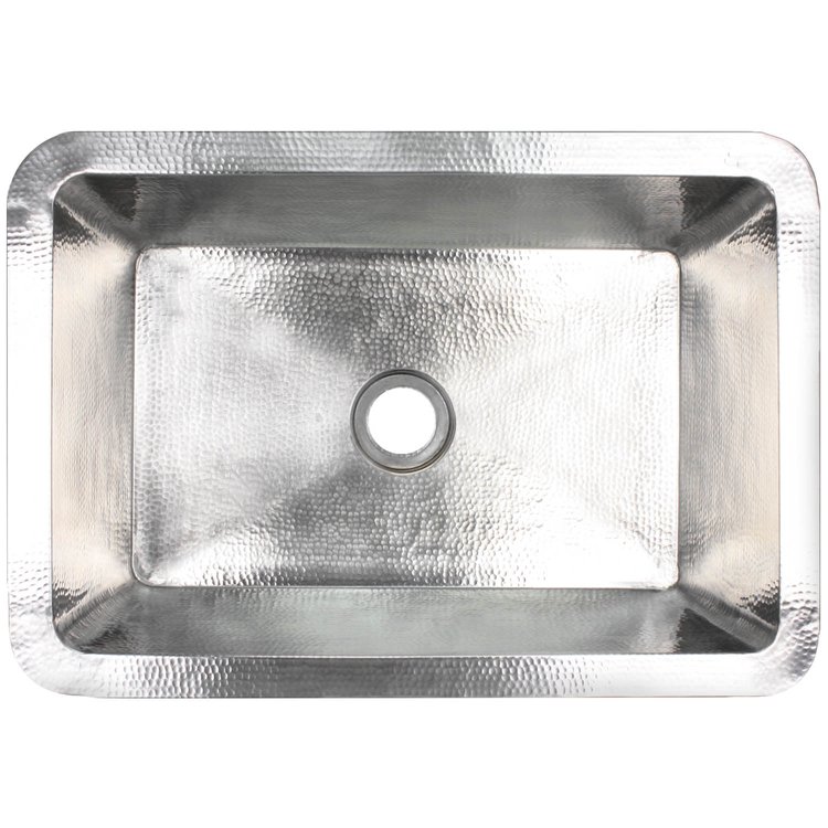 Linkasink C054-2 PN Hammered Rectangular Box Sink with 2" drain opening - Polished Nickel