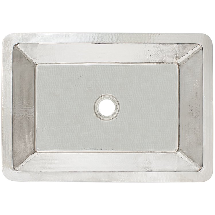 Linkasink C054-2 SN Hammered Rectangular Box Sink with 2" drain opening - Satin Nickel