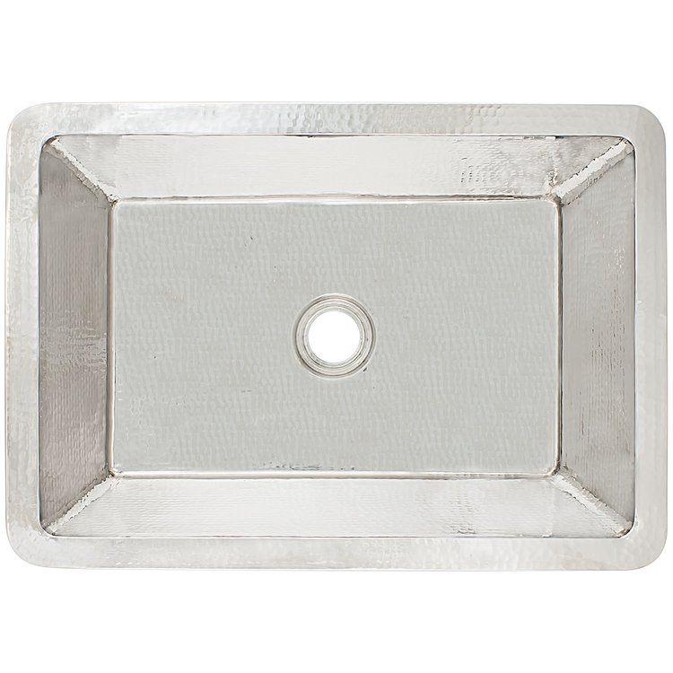 Linkasink C054-2 SS Hammered Rectangular Box Sink with 2" drain opening - Satin Stainless Steel