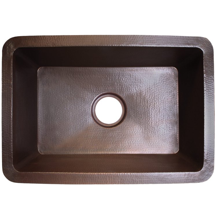 Linkasink C054-3.5 DB Hammered Rectangular Box Sink with 3.5" drain opening - Dark Bronze