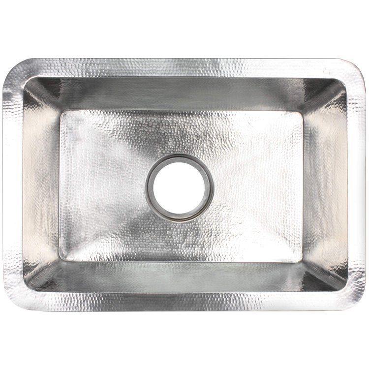 Linkasink C054-3.5 PS Hammered Rectangular Box Sink with 3.5" drain opening - Polished Stainless Steel