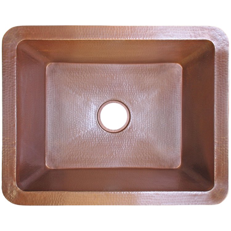 Linkasink C061 WC Hammered Farmhouse Kitchen Sink Single Bowl - Weathered Copper