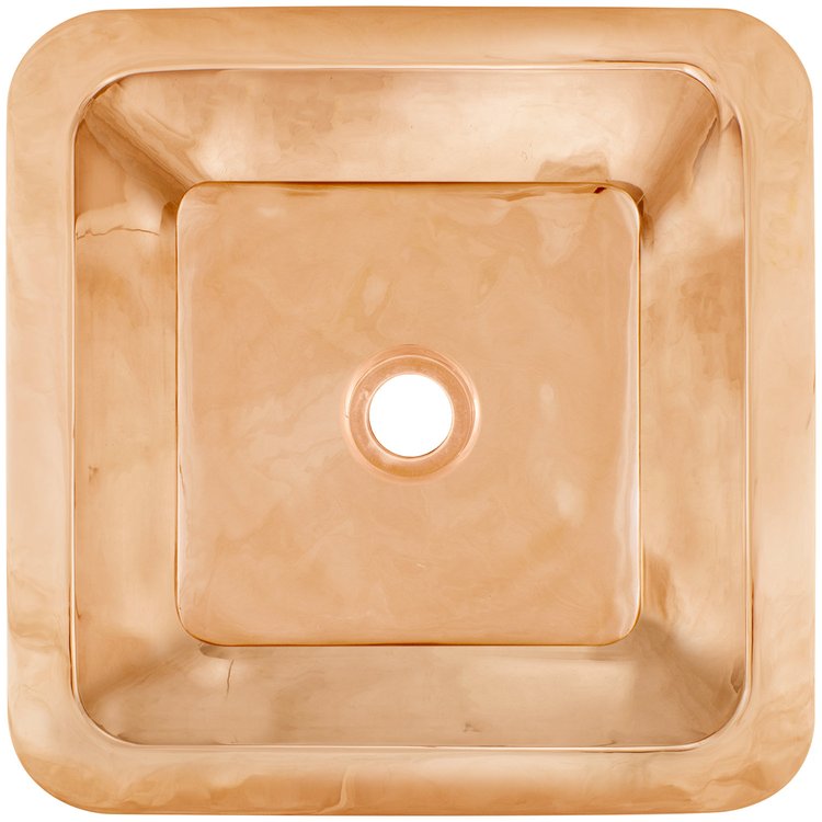 Linkasink CS005-2 PRG Smooth Small Square 2" drain opening - Polished Unlacquered Rose Gold / Copper