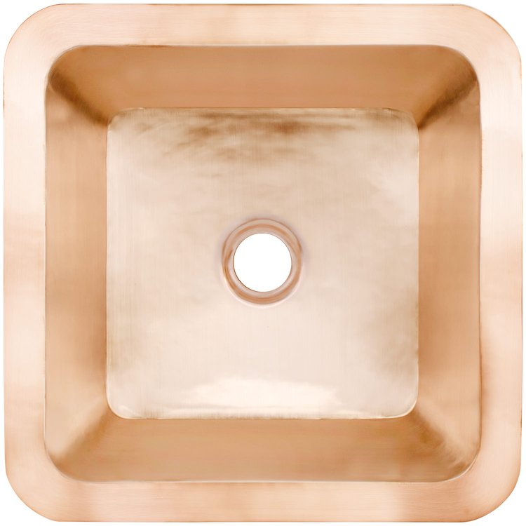 Linkasink CS005-2 SRG Smooth Small Square 2" drain opening - Satin Unlacquered Rose Gold / Copper