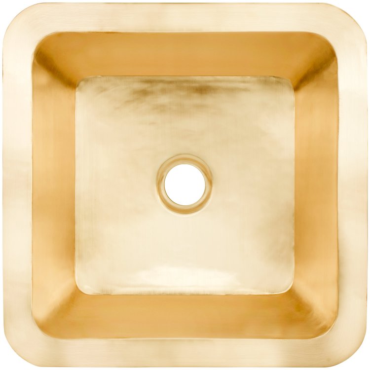 Linkasink CS005-2 UB Smooth Small Square 2" drain opening - Satin Unlacquered Brass