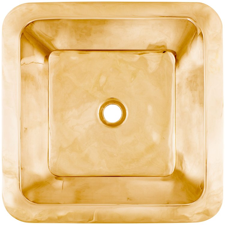 Linkasink CS005 PB Smooth Small Square 1.5" drain opening - Polished Unlacquered Brass