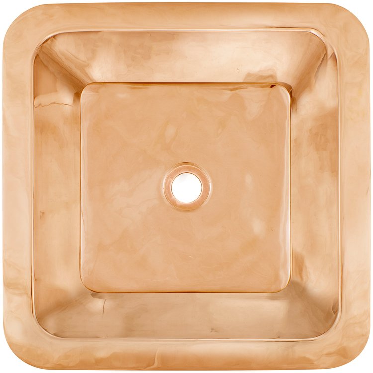 Linkasink CS005 PRG Smooth Small Square 1.5" drain opening - Polished Unlacquered Rose Gold / Copper