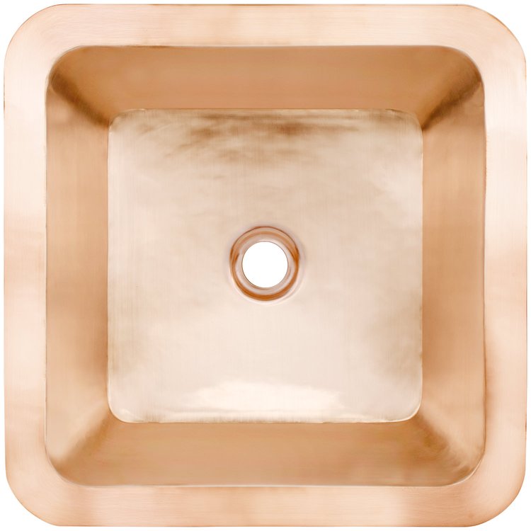 Linkasink CS005 SRG Smooth Small Square 1.5" drain opening - Satin Unlacquered Rose Gold / Copper