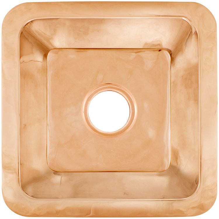 Linkasink CS006 PRG Smooth Small Square 3.5" drain opening - Polished Unlacquered Rose Gold / Copper