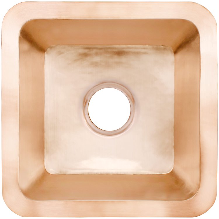 Linkasink CS006 SRG Smooth Small Square 3.5" drain opening - Satin Unlacquered Rose Gold / Copper