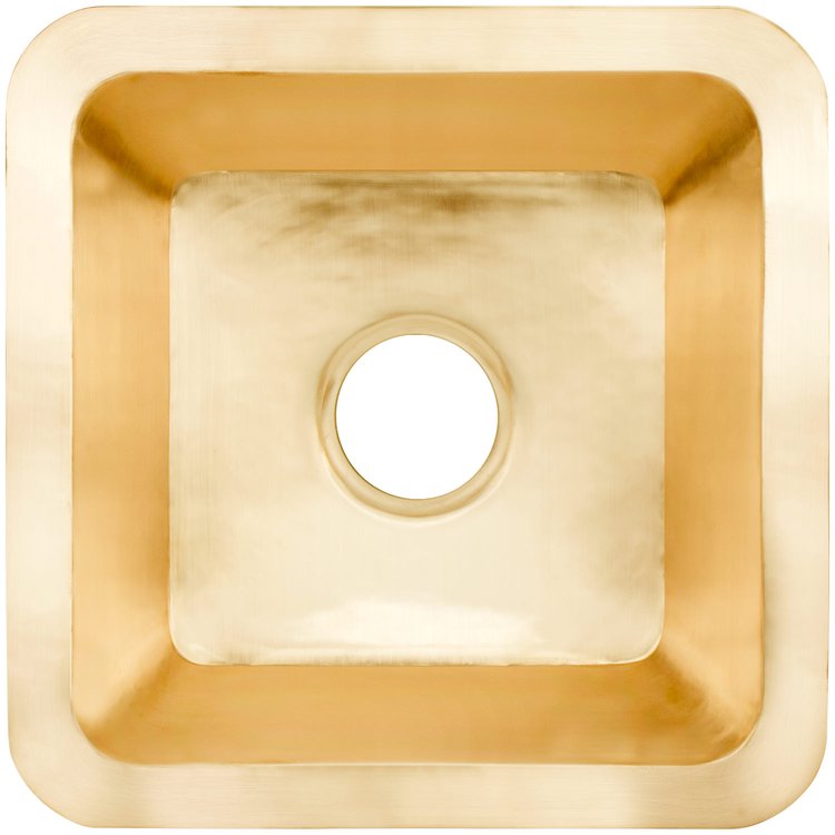 Linkasink CS006 UB Smooth Small Square 3.5" drain opening - Satin Unlacquered Brass